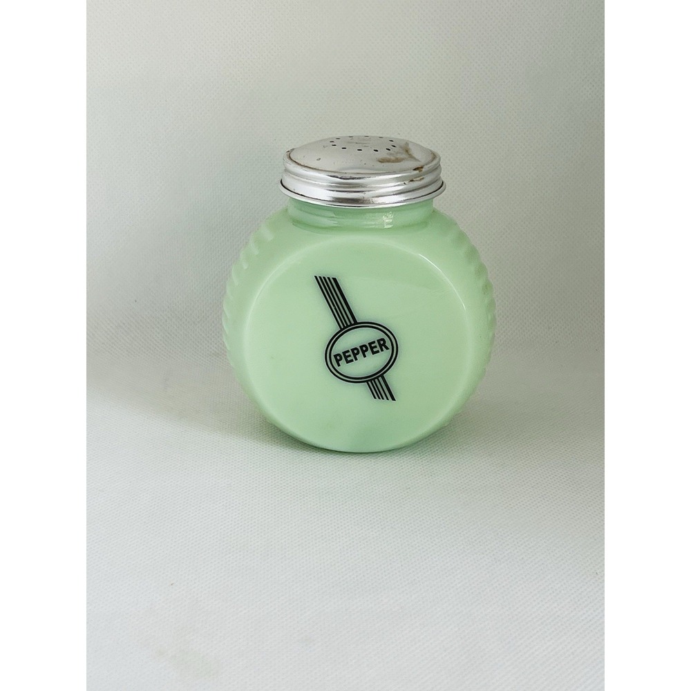 Vintage Art Deco Jadeite Green Glass Tulip Pepper Shaker - Picture 3 of 5